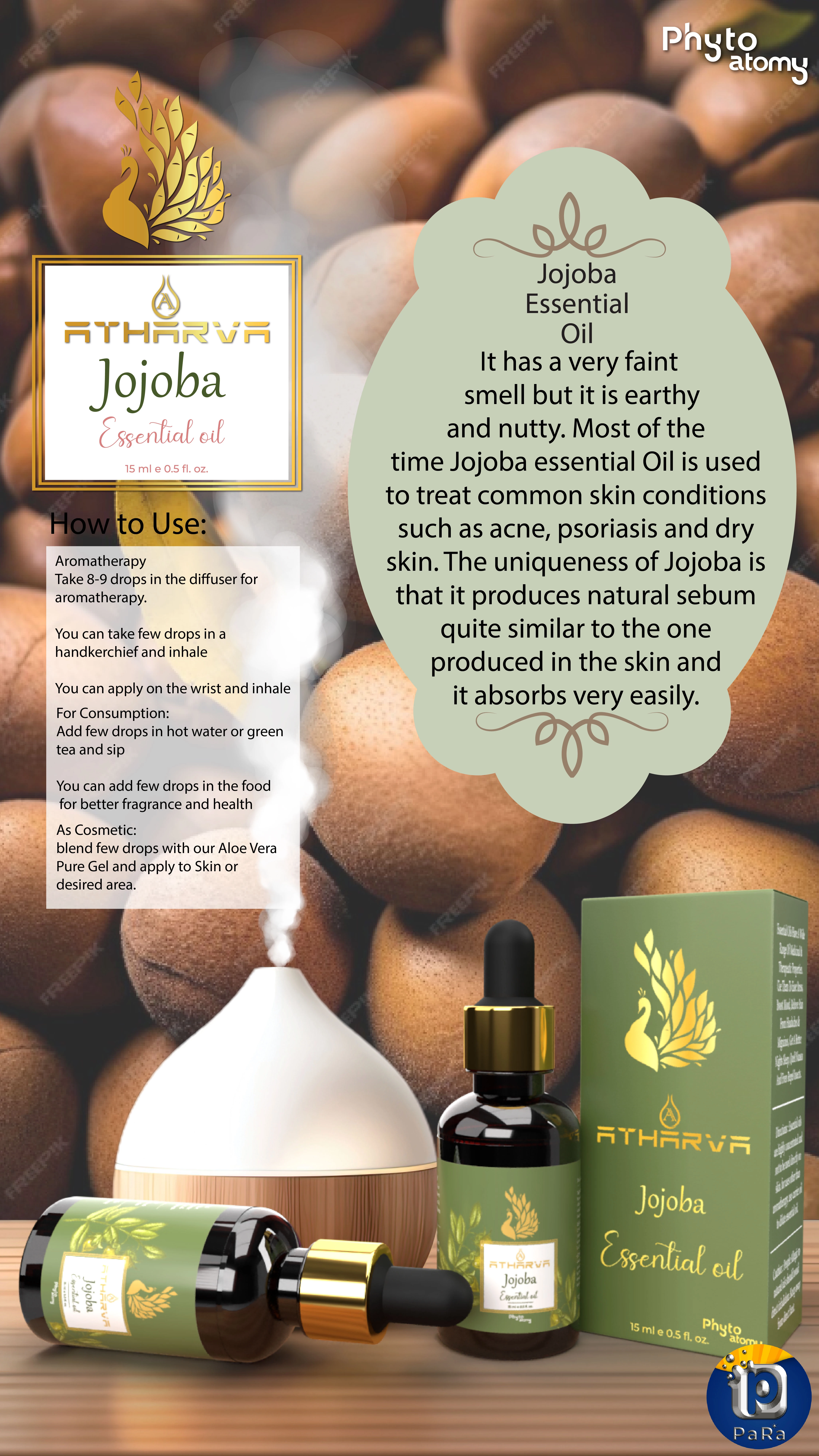 RBV B2B Atharva Jojoba Essential Oil (15ml)-12 Pcs.